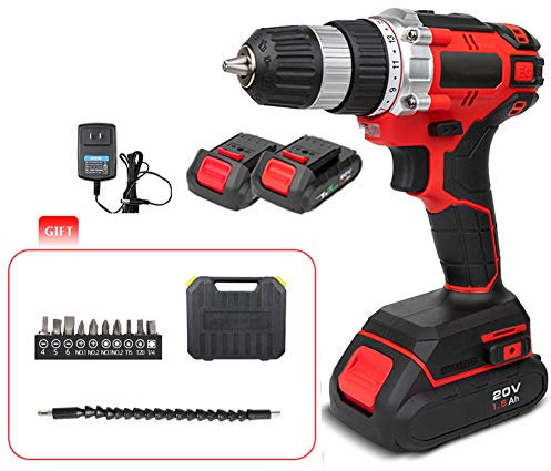 Taladro InaláMbrico De 20V, Ajuste De Torque De 21 + 1 Engranajes, Pantalla De Potencia, Gran Luz Led De Gran Angular, DiseñO De Interruptor Humanizado 2 Battery