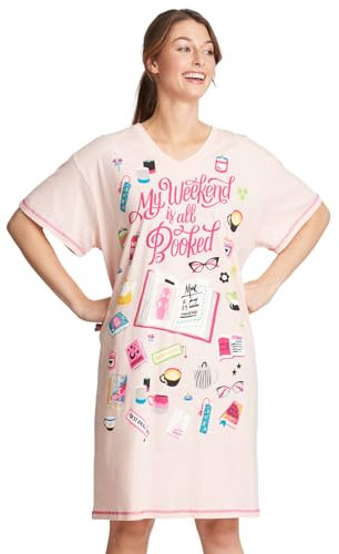 Little Blue House by Hatley Women's Nightshirt Night Shirt, Book Club, One Size