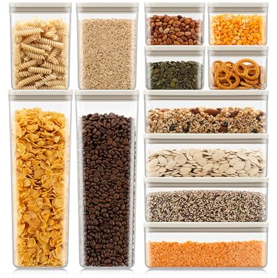 Bodum Set of 12 Storage Jars with White Lids CANTEEN - BPA-Free & Dishwasher Safe Food Containers - Stackable & Transparent