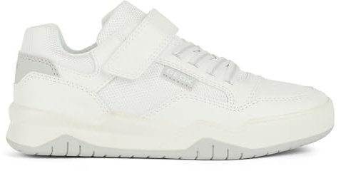Geox J Perth Boy E Sneaker, White/LT Grey, 38 EU