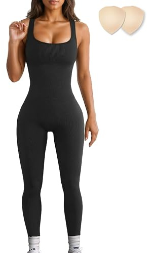 Merlvida Combinaison Femme Sport Sans Couture Jumpsuit Fitness Ajusté et Élastique Skinny Une Pièce Tenue Sportive Sexy Gym Survêtement Pour Sports Yoga Jogging
