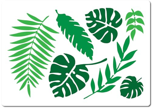 GORGECRAFT Plantillas de Hojas Tropicales 30x21cm Plantilla de Hojas Palma Monstera Pared Botánicas Reutilizables Grandes para Pintar sobre Madera Azulejos Muebles
