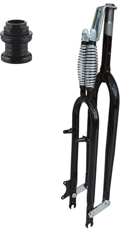 CDHPOWER 26 Fork Double Springer Suspension Fork 1 Threaded & Headset,Cruiser Chopper Bike Dual Spring Classical Fork (Black)