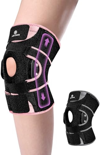 ABYON Ginocchiera articolata per uomo e donna - Supporto con stabilizzatori laterali in metallo e cinturino regolabile a 360° per lesioni al menisco, dolore ACL/MCL, artrite e post-operatorio