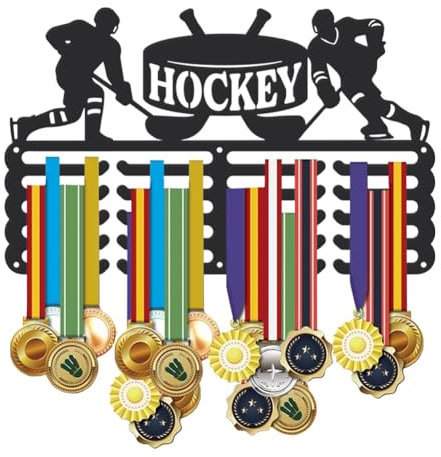 SUPERDANT Hockey Medaillenhalter Eishockey Medaillen Aufbewahrung 5 Reihen 20 Haken Sportauszeichnung Medaillen Aufhänger Medaillenregal Wandmontiertes Rennmedaillenhaken Für Sportler und Kinder