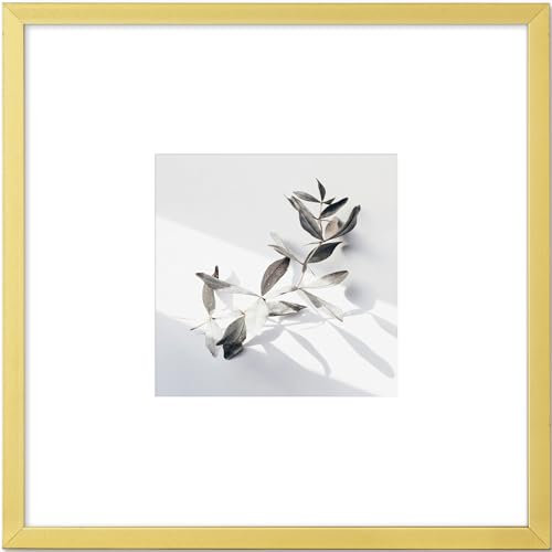 Cornice portafoto 20 x 20 cm, in alluminio, quadrata, per foto da 20 x 20 cm, senza passepartout o 9 x 9 cm, con passepartout, cornice in metallo con vetro temperato per foto, collage, decorazione da