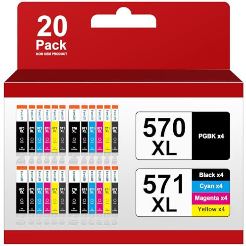 NewLift 570XL 571XL Kompatible für Canon ts5050 druckerpatronen Kompatible für Canon 570 571 druckerpatronen PGI-570 CLI-571 XL für Canon Pixma TS5050 TS5000 MG5750 TS3450 TS5055(20er-Pack)
