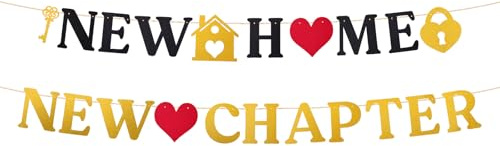New Home Banner, Black & Gold Glitter New Home Chapter Banner