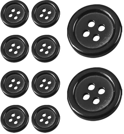 10 Stück Knöpfe Harz Buttons, 30mm Schwarz Knopf, 4-Loch Knöpfen zum Basteln, Harzknöpfe für Kleider Nähen DIY Handwerk und Deko