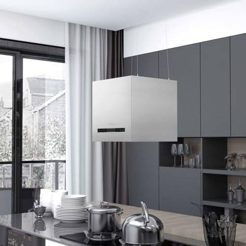 Lechnical Cappa da Cucina ad Isola Sospesa LCD con Sensore 37 cm Acciaio