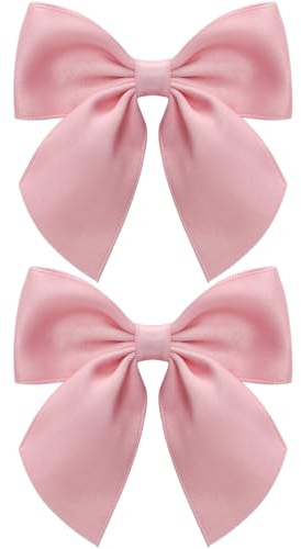 Zolyco 3.5 Inch Cheer Bow Clips for Women Girls Thick Ribbon Boutique Alligator Clips with Tails Hair Accessories for Older Kids Children Young Girls 2 Pcs (Rose Pink)