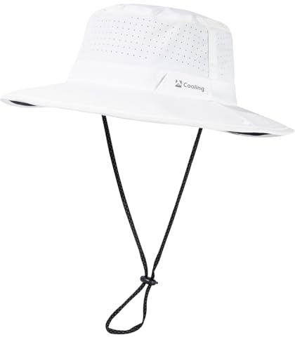TOP-EX UPF 50 Sonnenhut mit breiter Krempe für Herren Damen Sonnenhut XL für großen Kopfumfang Sommer UV-Schutz Wandern Safari Hut Anglerhut Gartenhut Weiß L/XL