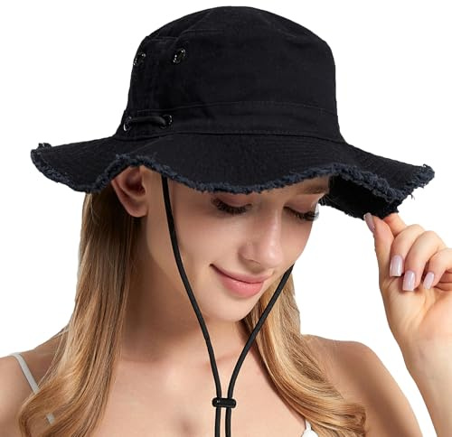 Gajaous Chapeaux de Soleil pour Femmes et Hommes, Chapeau de Jardinage à Large Bord, Chapeau de Seau Pliable, en Coton Respirant, UPF 50+, Chapeaux de pêche randonnée Safari et extérieur