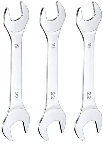 QUARKZMAN 3Pcs Clé à Fourche Double Extrémité Ouverte Clés Fines 19x22mm Métrique Clé Plate Ultra Fine et Petite, Polie Miroir, pour Réparation Automobile et Assemblage de Meubles