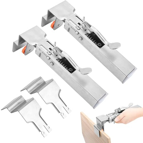 Lot de 2 pinces de fixation réglables pour tiroir en acier inoxydable avec 2 clips de rechange pour une installation rapide et facile d'armoires et tiroirs