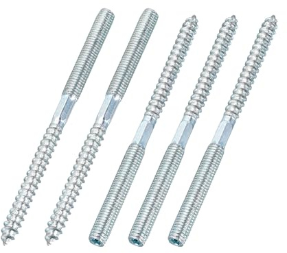 sourcing map M8 Hanger Bolts, 4.72(120mm) Length Double Headed Hanger Bolts 0.31(8mm) Wood Dowel Screw Self-Tapping Threaded Rods Screw for Assembling Wood Furniture Joint, Pack of 5