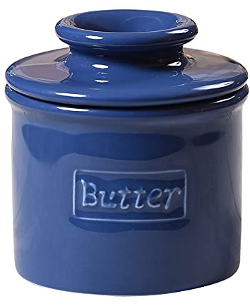 Butter Bell Crock by L. Tremain French Ceramic Butter Keeper, Cobalt Blue