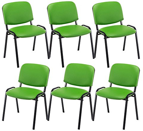 CLP Set 6X Sedie Ufficio Visitatore Ken Imbottite in Similpelle I Sedie Attesa Impilabili E Imbottite I Sedie Impilabili Portata Max 120 kg, Colore:Verde