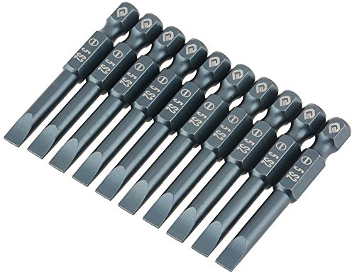 10pcs 50mm Slotted Screwdriver Bits Set Magnetic Flat Head 1/4 Inch Hex Shank Alloy Steel H6.3 * 50*SL5mm