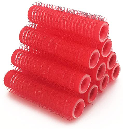 La Rosa Productos Profesionales NIKO 12-Pack 13mm - Self Grip Rollers, Hair Comb Curlers for Curls and Waves, Styling Tool Hairdresser/Barber Salon, Holding Rollers – random colour (13 mm), red