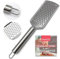 SOL Stainless Steel 2-in-1 Cheese Grater and Zester – Handheld Grater with Handle for Cheese, Chocolate, Ginger & Citrus Zest – Flat Kitchen Tool, Durable Mini Grater for Cooking & Baking
