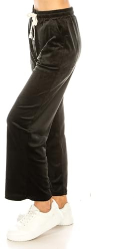 LA12ST Women's Velour Wide Leg Pants, Elastic Waist Palazzo Lounge Pants