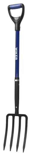 WIKER Forcone, forcone per giardinaggio, scavo, compostaggio, vanga, forchetta da giardino a 4 denti con manico in fibra di vetro, 100 cm