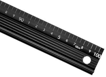 Kozelo metalllinjal med högt grepp – [100 cm] aluminiumlegering exakt mätning skärning rak skyddande linjal svart för kontorsmätning skärning ritning, 1 mm precision