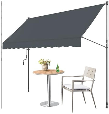 JJENXYYDS Manuell Ausfahrbare Markise Kassetten-Markise Sonnenschutz Alu Markise Schattenspender UV-beständig höhenverstellbar wasserabweisend,Sonnenschutz für Außenterrassen,200cm