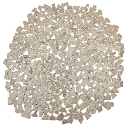 500 g oregelbundna keramiska mosaikplattor, 0,5-2 cm små mosaikdelar stenar för gör-det-själv mosaiktillverkning hantverk hobby konst hem väggdekoration (ljusgrå)