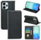 FHSYCR Hülle für Xiaomi Redmi 13 4G Leder Handyhülle mit Displayschutzfolie, mit Kartenfächer und Magnetverschluss, PU Flip Brieftasche Case Schutzhülle für Xiaomi Redmi 13 4G - Schwarz