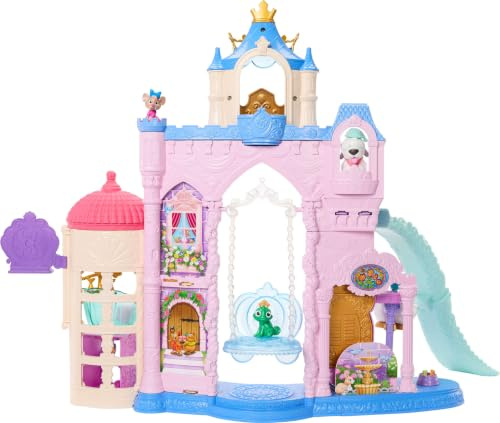 Mattel Disney Princess Husdjursborg lekset, över 60 cm | 7 lekområden, 3 djurfigurer, möbler och 17 tillbehör, husdjurspalats, inspirerat av Disney-filmer, JBF96