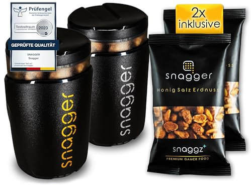 snagger Paquete doble de jugadores/El dispensador de aperitivos/manos limpias durante el aperitivo/para cacahuetes, nicnacs, m&m/regalo, regalos para hombres y mujeres/fabricado en Alemania (juego de