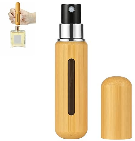 Lady's Bodyguard Elite Vaporisateur Parfum Rechargeable en Bambou - Spray & Roll-On 5ml - Écologique, Anti-Fuite, Huiles Essentielles, Voyage, Femme & Homme