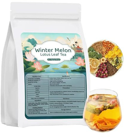 Tisane de Feuilles de Lotus au Melon d'hiver, Sachet de Tisane de Feuilles de Lotus au chrysanthème, Infusion détoxifiante, sachets de 9 ingrédients pour Le Foie et Les Reins
