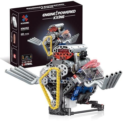 NEWRICE Kit di blocchi da costruzione per auto sportive Gatto d'inferno,Modello di motore V8 che funziona giocattolo, con motore e controllo APP per 6+ anni bambini adulti (665pezzi)