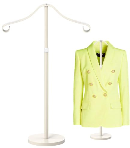 Reusable Shirt Display Stand-Mannequin Torso Tshirt Display Stand for Retail/Vendors,18-33 Adjustable Dress Form Mannequin Stand Clothes Rack,Portable Stable Holder Jacket Coat Hanger,All Metal/White