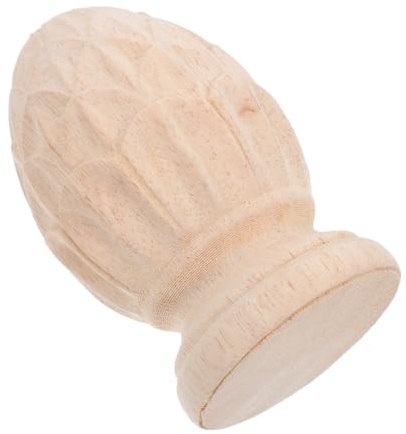SAFIGLE Remate De Madera Tallada Decorativo Piña 8x12 Cm Para Escaleras Estilo Europeo, Acabado Natural, Accesorio De Decoración Para Muebles y Barandillas, Uso Interior Hogar y Pasillos