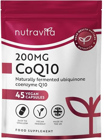 Nutravita CoQ10 Supplement - High Strength Coenzyme Q10-45 Vegan Capsules | 100% Pure and Naturally Fermented Ubiquinone - Q10 Coenzyme with No Synthetic Additives - Co Enzyme Q 10 - Made in the UK