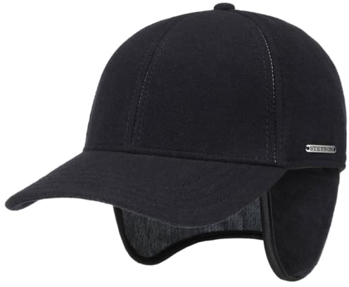 Stetson Vaby Earflap Fullcap con Cachemire Uomo - Berretto con Visiera e coprinuca - Berretto da Baseball con paraorecchie - Cappellino in Lana Autunno/Inverno Blu Scuro S (54-55 cm)