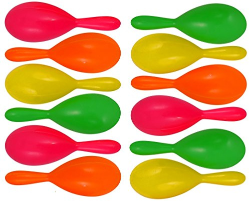 HENBRANDT Bright Neon Maracas 19cm - Musical Instruments Assorted Colours (Pack of 12)