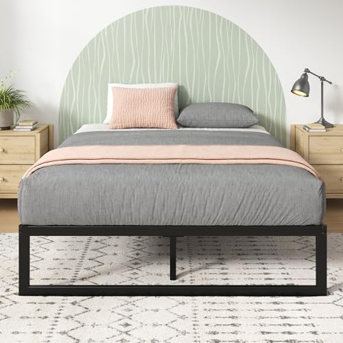 Zinus Abel Double Metal Bed frame - 135x190 cm - 35.5 cm Height with Underbed storage - Steel slat support - Easy Assembly - Black