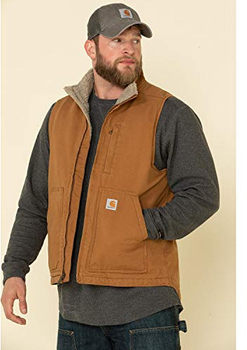 Carhartt Men's Washed Duck Mock-Neck Vest, Carhartt Brown, X-Large