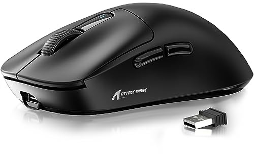 ATTACK SHARK X3 Souris 49g Super Léger, Capteur de Jeu PixArt PAW3395, Souris de Jeu sans Fil/Filaire BT/2.4G, 26000 DPI, Batterie 200 Heures, Souris de Bureau pour Win11/Xbox/PS/Mac (Noir)