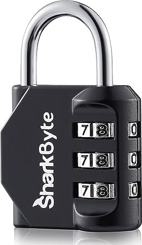 SharkByte Luggage Locks - 3-Dial Weatherproof Outdoor Security Combination Padlock, Small Travel Lock for Suitcases Luggage Case Travel Bag Gym Lockers Code Padlock (Pack of 1)