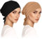 2 Pack Turban Damen Frauen Undercap Hijab Cap Unterschal Klassische Slouch Beanie Mütze Islamische Muslimische Mit Tie Back Kopfbedeckung Chemo Kopftuch Schlafmütze (Schwarz+Kamel)