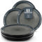 Ibiza Stoneware Dinnerware Set for 6 - Elegant Dishware - Dishwasher & Microwave Safe - Complete Dining Ensemble - Plates for Dining Service - Pure Living in Dark Grey