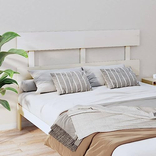 Testiera per camera degli ospiti Spalliera letto matrimoniale Decorazione della camera da letto Testiera per Letto Bianca 164x3x81 cm in Legno Massello di PinoAdatto per la camera degli ospiti