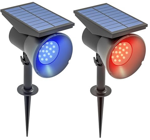 Outsunny Solarleuchten, 2 Stück Solarlampen, Solar Gartenleuchte mit 2 Lichtfarben, Boden-/Wandmontage, IP54 Wasserdicht für Balkon, Terrasse, Schwarz