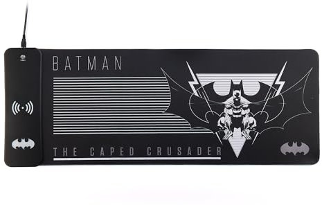 DC Comics Batman XL RGB Gaming-Mauspad mit 15W kabellosem Ladegerät | Anpassbare LED, rutschfest, wasserabweisend